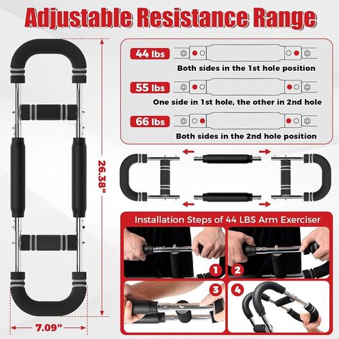 Twister Arm Trainer, 44-110 lbs Adjustable Chest Workout Equipment, Chest Fitness Equipment, Upper Body Machines, Arm Shoulder Chest Trainer for Men Women, Portable Home Gym Exercise Equipment in Saudi Arabia