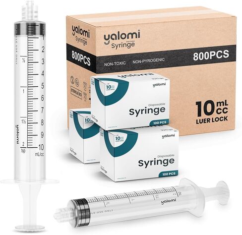 10mL Luer Lock Syringe (No Needle) | Sterile & Individually Wrapped | Professional, Industrial & Personal Use | 100 Pack | Yalomi in Saudi Arabia