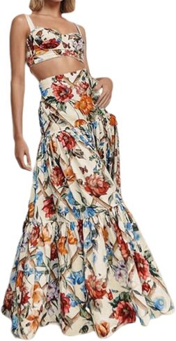 ksotutm 2 Piece Skirt Sets for Women Animal Printed Halter Top High Waist Maxi Skirt Women's Fashion Vacation Outfits in Saudi Arabia
