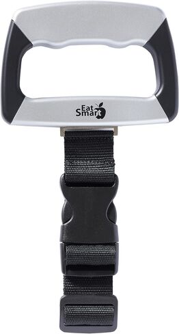 Eat Smart SmartGrip Portable Instant Read Digital Handheld Luggage Scale, Compact, Easy to Read, Lightweight, Durable, High 110 lb Capacity, Battery Included, Silver in Saudi Arabia