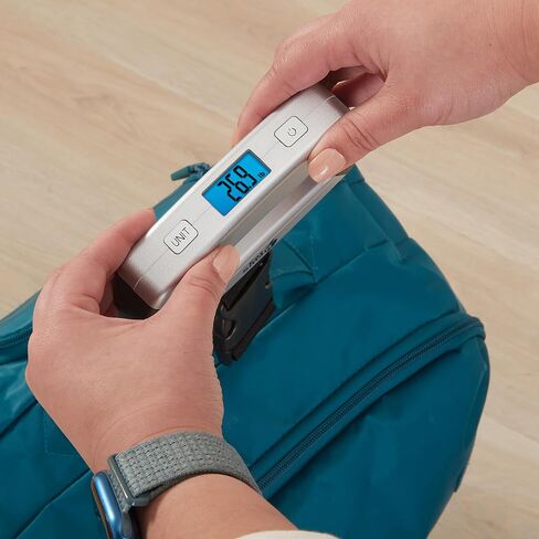 Eat Smart SmartGrip Portable Instant Read Digital Handheld Luggage Scale, Compact, Easy to Read, Lightweight, Durable, High 110 lb Capacity, Battery Included, Silver in Saudi Arabia
