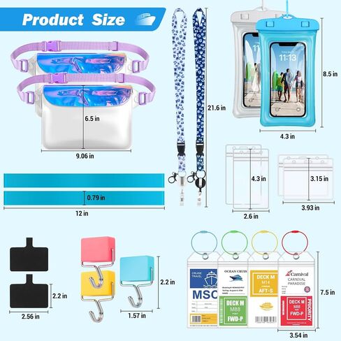 Cruise Ship Essentials 2025 - Complete Cruise Must-Haves Kit with Waterproof Fanny Packs(His & Hers), Adjustable Lanyards, Magnetic Hooks, Luggage Tags, Waterproof Phone Cases & Towel Bands in Saudi Arabia