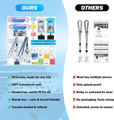 Cruise Ship Essentials 2025 - Complete Cruise Must-Haves Kit with Waterproof Fanny Packs(His & Hers), Adjustable Lanyards, Magnetic Hooks, Luggage Tags, Waterproof Phone Cases & Towel Bands in Saudi Arabia