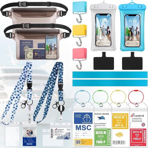 Cruise Ship Essentials 2025 - Complete Cruise Must-Haves Kit with Waterproof Fanny Packs(His & Hers), Adjustable Lanyards, Magnetic Hooks, Luggage Tags, Waterproof Phone Cases & Towel Bands in Saudi Arabia