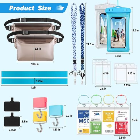 Cruise Ship Essentials 2025 - Complete Cruise Must-Haves Kit with Waterproof Fanny Packs(His & Hers), Adjustable Lanyards, Magnetic Hooks, Luggage Tags, Waterproof Phone Cases & Towel Bands in Saudi Arabia