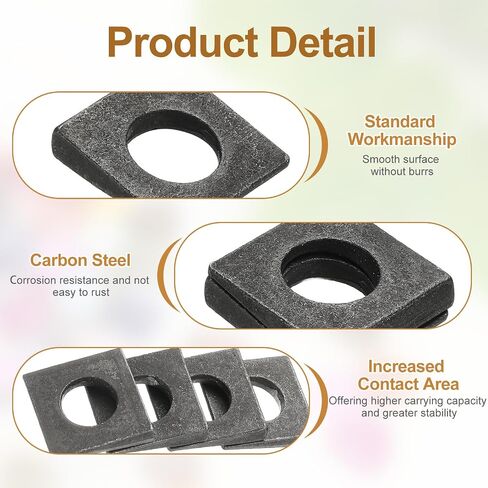 PATIKIL 10pcs Beveled Square Washers, M8x18mm Square Beveled Washers Bearing Strut Plate Flat Pad Spacer Carbon Steel for 8mm Bolts Wedge Shim Leveling Fastener Nut Bolt Gasket, Silver in Saudi Arabia
