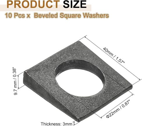 PATIKIL 10pcs Beveled Square Washers, M8x18mm Square Beveled Washers Bearing Strut Plate Flat Pad Spacer Carbon Steel for 8mm Bolts Wedge Shim Leveling Fastener Nut Bolt Gasket, Silver in Saudi Arabia