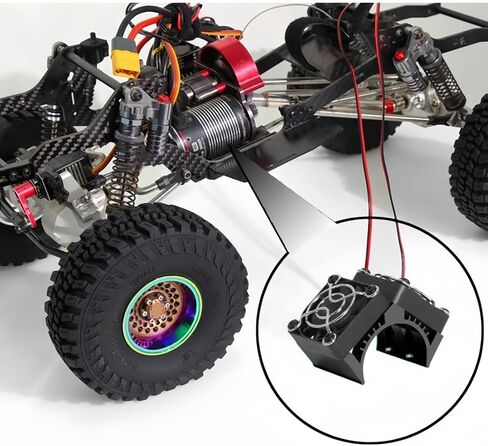 مروحة تبريد محرك مزدوجة 40 مم RC 40-42 مم متوافقة مع 1/7 1/8 ARRMA TRAXXAS RC CAR FIT 4068 4074 4082 4268 4274 Motors (Blue) in Kuwait