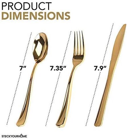 ستوك يور هوم طقم ادوات مائدة من سيلفر فوركس 125 قطعة للاستعمال مرة واحدة، شوكة بلاستيكية شديدة التحمل لتقديم الطعام والحفلات والعشاء وحفلات الزفاف وحفلات الاستقبال والاستخدام اليومي in Kuwait