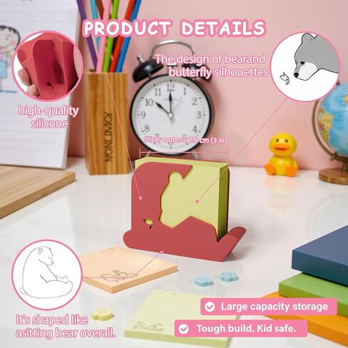 Li & Zhao Bear Sticky Note Holder - Post post post it note dispenser memo dispenser pen sticky note suffenser post it note stelder notepad holder for deskn School Office ( in Kuwait