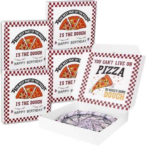 LIUBUJINGYING 5 Pcs Money Box for Cash,Birthday Money Pizza Gift Box 10x10 Inch Funny Pizza Box Shaped Holders for Surprise Holder Birthday Wedding Party Surprise Gift (Money Not Included) in Kuwait