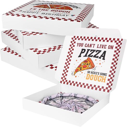 LIUBUJINGYING 5 Pcs Money Box for Cash,Birthday Money Pizza Gift Box 10x10 Inch Funny Pizza Box Shaped Holders for Surprise Holder Birthday Wedding Party Surprise Gift (Money Not Included) in Kuwait