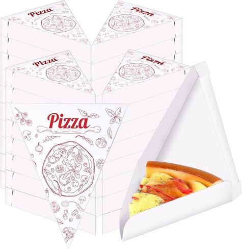 50 Pcs Pizza Slice Boxes Disposable Individual Pizza Slice Tray 9.65 x 7.28 x 1.77 in Single Container Holder for Birthday Wedding Party Supplies (White) in Saudi Arabia