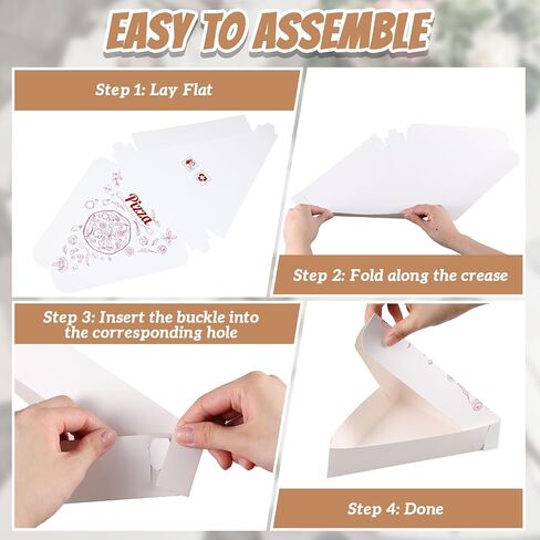 50 Pcs Pizza Slice Boxes Disposable Individual Pizza Slice Tray 9.65 x 7.28 x 1.77 in Single Container Holder for Birthday Wedding Party Supplies (White) in Saudi Arabia
