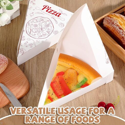 50 Pcs Pizza Slice Boxes Disposable Individual Pizza Slice Tray 9.65 x 7.28 x 1.77 in Single Container Holder for Birthday Wedding Party Supplies (White) in Saudi Arabia