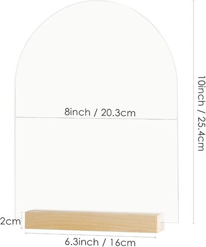 JINMURY 8x10 Inch Frosted Arch Acrylic Sign with Holder- 6 Pack Frosted Acrylic Sheet Signs with Wood Stands, DIY Arch Sign Blank for Wedding Party Reception (6 Pack 8x10 Inch) in Kuwait