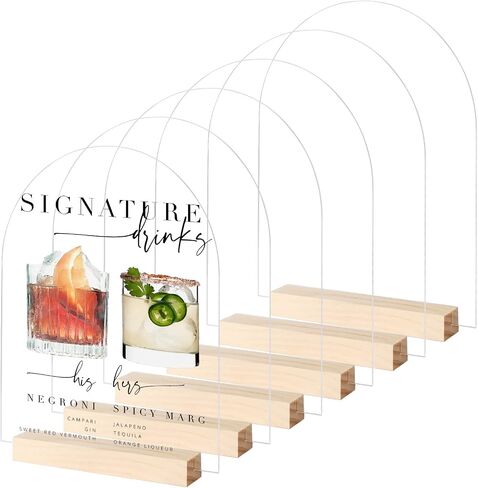 JINMURY 8x10 Inch Frosted Arch Acrylic Sign with Holder- 6 Pack Frosted Acrylic Sheet Signs with Wood Stands, DIY Arch Sign Blank for Wedding Party Reception (6 Pack 8x10 Inch) in Kuwait