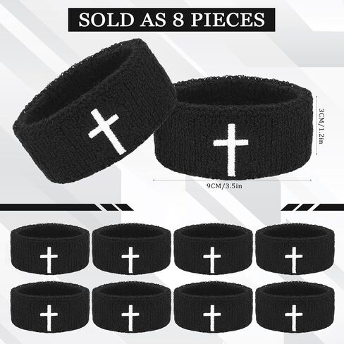 Zeyune 8 Pack Cross Bicep Bands Christian Arm Bands Bands Bands Carribleds for Men Women Women Football Baseball Players الأنشطة الرياضية تبقي الجافة والمريحة قابلة للغسل in Saudi Arabia