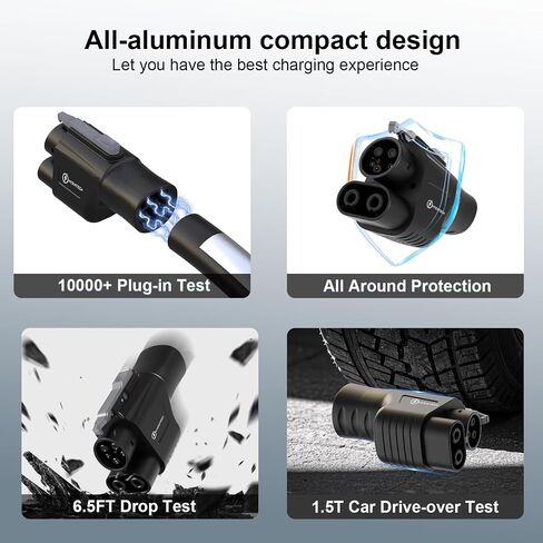 J1772 to Tesla Adapter, Compatible with Tesla Model 3/S/X/Y, Works with J1772 Connector for Level 1 (120V AC) and Level 2 (240V AC) Charging, Max 80A [for Tesla EVs Only] in Saudi Arabia