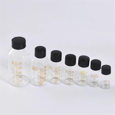 5ml to 1000ml Lab Graduated Round Borosilicate Glass Reagent Bottle Serum Bottle Graduation Sample Bottles(5ml 10pcs) in Kuwait