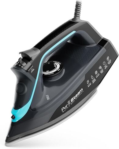 Professional Grade 1700W Steam Iron for Clothes with Rapid Even Heat Scratch Resistant Stainless Steel Sole Plate, True Position Axial Aligned Steam Holes, Self-Cleaning Function in Saudi Arabia