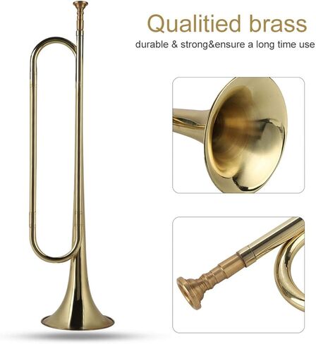 Cavalry Trumpet Brass Marching Bugle Horn Gold Plated Professional Instrument for Students, Kids, Beginner Military Orchestra in Saudi Arabia