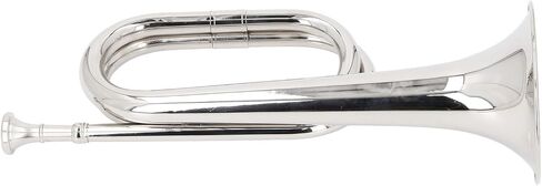 Keenso C Key Bugle Silver Brass Bugle C Key Brumbet 34cm الارتفاع 11 سم لسان النحاس الكثيف الكثيف مع قرن منحني ثلاثي الأبعاد للمبتدئين الأوركسترا مسيرة فرقة in Saudi Arabia