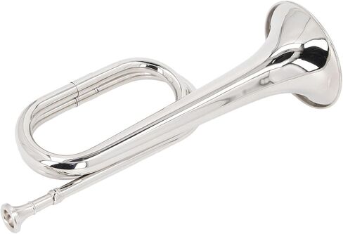 Keenso C Key Bugle Silver Brass Bugle C Key Brumbet 34cm الارتفاع 11 سم لسان النحاس الكثيف الكثيف مع قرن منحني ثلاثي الأبعاد للمبتدئين الأوركسترا مسيرة فرقة in Saudi Arabia