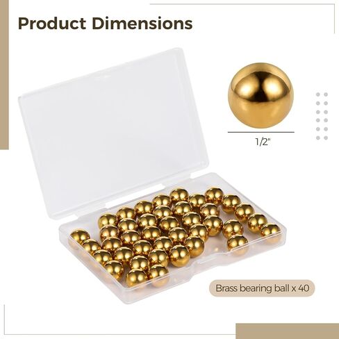 40 PCS Drecision Brass Balls ، 1/2 بوصة السطح المصقول ، الجودة ومقاومة التآكل ، تشمل صندوق تخزين شفاف ، مثالي لمطاحن الكرة والمشاريع المتنوعة in Saudi Arabia