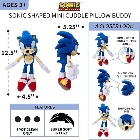 فرانكو سونيك الظل The Hedgehog anime Kids Bedding Super Super Plush Cuddle Pillow Buddy ، مقاس واحد ، (منتج مرخص رسميًا) in Kuwait