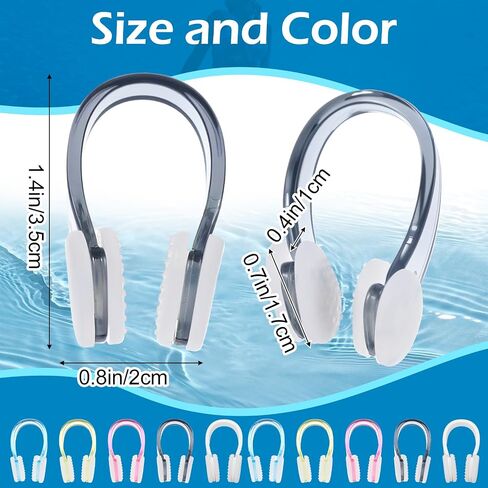 10PCS Nose Clip Bright Colors Swim Nose Plug Waterproof Swimming Noseclip Silicone Gel Swim Noses Plugs Diving Swimming Water Sports Must Haves for Adults Kids Children Aged 7+ in Saudi Arabia