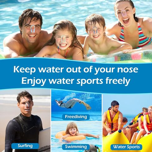10PCS Nose Clip Bright Colors Swim Nose Plug Waterproof Swimming Noseclip Silicone Gel Swim Noses Plugs Diving Swimming Water Sports Must Haves for Adults Kids Children Aged 7+ in Saudi Arabia