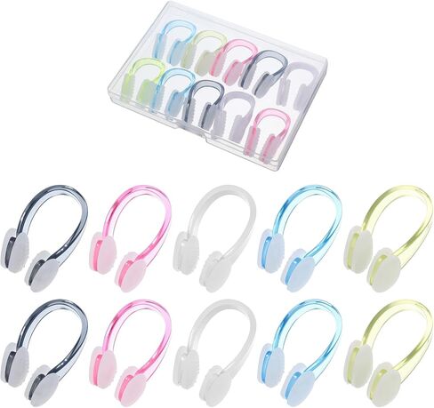 10PCS Nose Clip Bright Colors Swim Nose Plug Waterproof Swimming Noseclip Silicone Gel Swim Noses Plugs Diving Swimming Water Sports Must Haves for Adults Kids Children Aged 7+ in Saudi Arabia