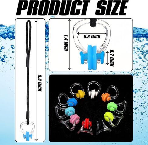 10 Pcs Swimming Nose Clip with String Waterproof Swim Nose Plugs Soft Silicone Gel Protector Accessories for Adults Beginners Training Supplies, 10 Colors in Saudi Arabia