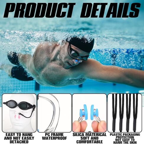 10 Pcs Swimming Nose Clip with String Waterproof Swim Nose Plugs Soft Silicone Gel Protector Accessories for Adults Beginners Training Supplies, 10 Colors in Saudi Arabia