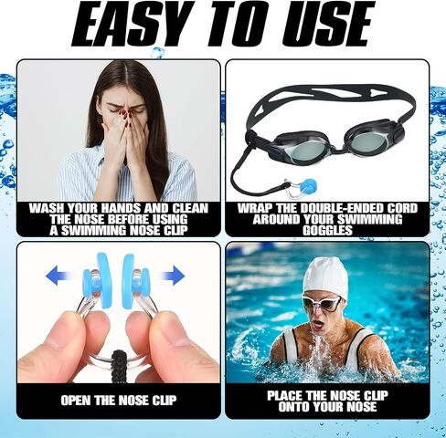 10 Pcs Swimming Nose Clip with String Waterproof Swim Nose Plugs Soft Silicone Gel Protector Accessories for Adults Beginners Training Supplies, 10 Colors in Saudi Arabia