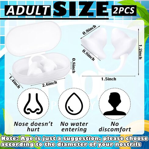 Soulchen 2 pcs swimming الأنف المقابس سيليكون مقاوم للماء مقطع الأنف غير المؤلم مع صندوق التخزين للبالغين أطفال الرجال المبتدئين in Kuwait