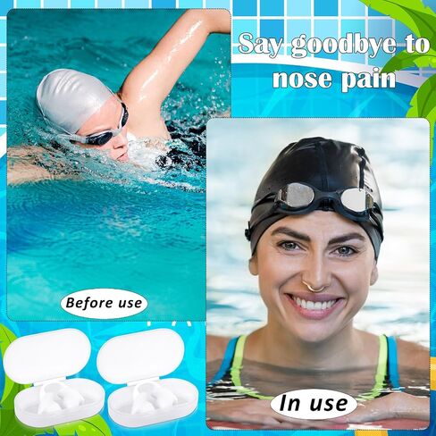 Soulchen 2 pcs swimming الأنف المقابس سيليكون مقاوم للماء مقطع الأنف غير المؤلم مع صندوق التخزين للبالغين أطفال الرجال المبتدئين in Kuwait