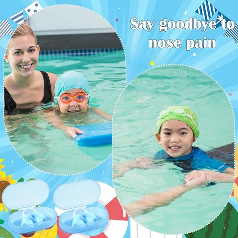 Soulchen 2 pcs swimming الأنف المقابس سيليكون مقاوم للماء مقطع الأنف غير المؤلم مع صندوق التخزين للبالغين أطفال الرجال المبتدئين in Kuwait