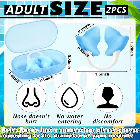 Soulchen 2 pcs swimming الأنف المقابس سيليكون مقاوم للماء مقطع الأنف غير المؤلم مع صندوق التخزين للبالغين أطفال الرجال المبتدئين in Kuwait
