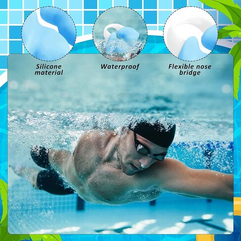 Soulchen 2 pcs swimming الأنف المقابس سيليكون مقاوم للماء مقطع الأنف غير المؤلم مع صندوق التخزين للبالغين أطفال الرجال المبتدئين in Kuwait