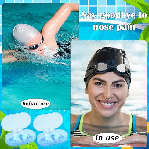 Soulchen 2 pcs swimming الأنف المقابس سيليكون مقاوم للماء مقطع الأنف غير المؤلم مع صندوق التخزين للبالغين أطفال الرجال المبتدئين in Kuwait