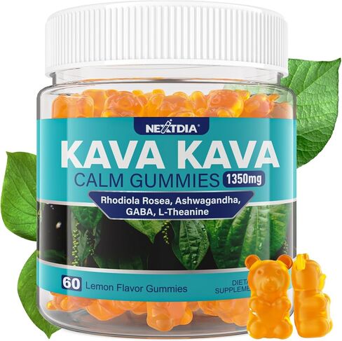 Kava Kava Gummies, Sugar Free Calm Gummies w/Rhodiola Rosea, Ashwagandha, L-Theanine, GABA, Melatonin-Free Kava Blend for Relaxation, Calm and Focus - Alternative to Kava Powder Capsules, Vegan 120 Ct in Saudi Arabia