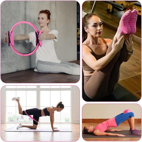مجموعة Pilates Ring and Ball ، 6 Pcs Home Pilates Kit مع 13 "Circle Circle Yoga Ring 3 Bands 9.8" Pilates Ball Ball Call Grip Socks ، Pilates essential kit for Women Girl Home Protensions in Kuwait
