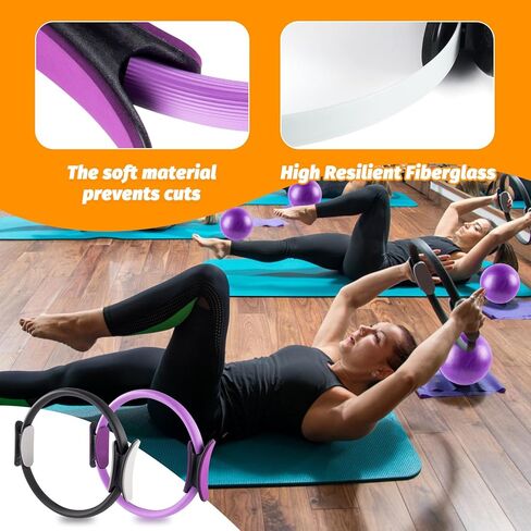 Pilates Ring Set - Home Pilates Equipment for Women With With Magic Circle Pilates Ring and Ball Plans و Resistance Calls & Masage Bands for Toning ， المرونة والقوة الأساسية in Kuwait
