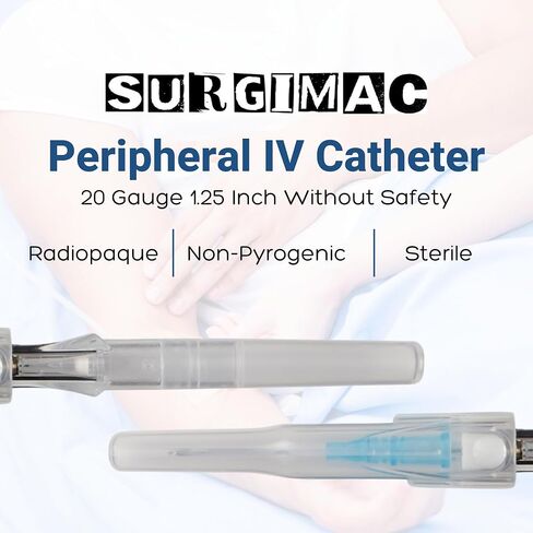 SurgiMac Peripheral IV Catheter 22 Gauge 1 Inch Without Safety Flexible Plastic Catheter Non-Winged Catheter Single-Use Catheter Medical Supplies Catheter Supplies Surgical Instruments – Pack of 50 in Saudi Arabia