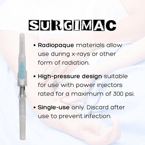 SurgiMac Peripheral IV Catheter 22 Gauge 1 Inch Without Safety Flexible Plastic Catheter Non-Winged Catheter Single-Use Catheter Medical Supplies Catheter Supplies Surgical Instruments – Pack of 50 in Saudi Arabia