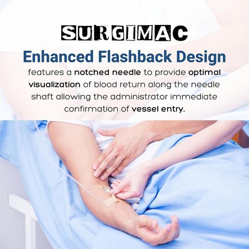 SurgiMac Peripheral IV Catheter 22 Gauge 1 Inch Without Safety Flexible Plastic Catheter Non-Winged Catheter Single-Use Catheter Medical Supplies Catheter Supplies Surgical Instruments – Pack of 50 in Saudi Arabia