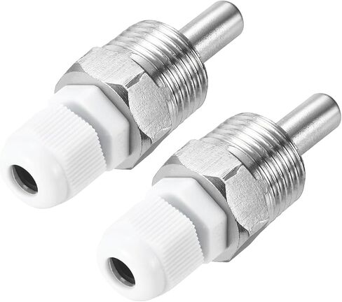 UXCELL 2 PCS 8MM DIA G1/2 THERMOWELL LELDLESS FESTER 304 مع غدة الكابلات 30 مم لطول البيرة ، أبيض in Kuwait