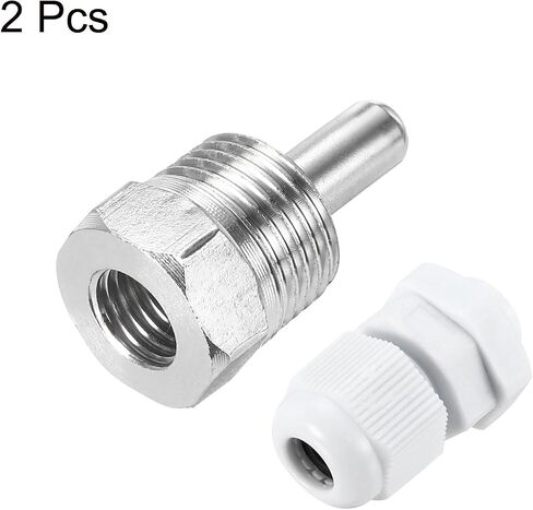 UXCELL 2 PCS 8MM DIA G1/2 THERMOWELL LELDLESS FESTER 304 مع غدة الكابلات 30 مم لطول البيرة ، أبيض in Kuwait